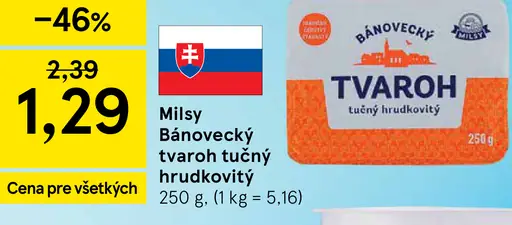 Milsy Bánovecký tvaroh tučný hrudkovitý