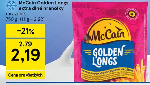 McCain Golden Longs extra dlhé hranolky mrazené