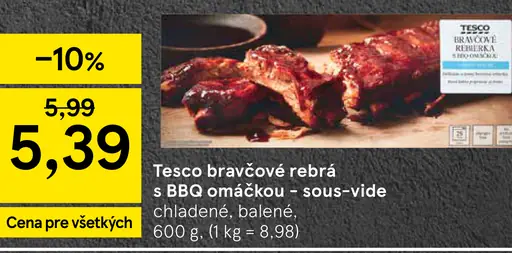 Tesco bravčové rebrá s BBQ omáčkou