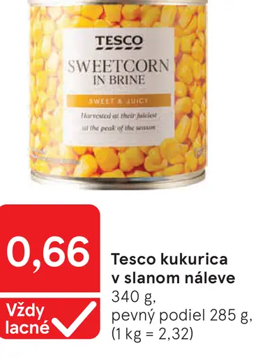 Tesco kukurica v slanom náleve
