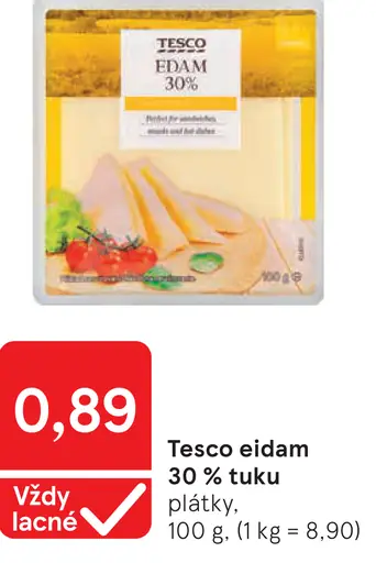 Tesco eidam plátky 30 %