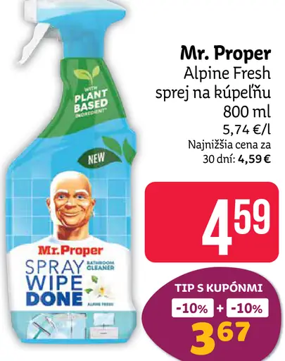 Mr. Proper Alpine Fresh sprej na kúpeľňu