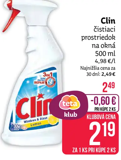 Clin čistiaci prostriedok na okná