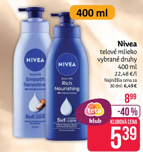 Nivea telové mlieko Smooth Sensation