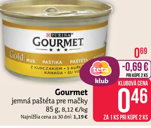 Gourmet jemná paštéta pre mačky