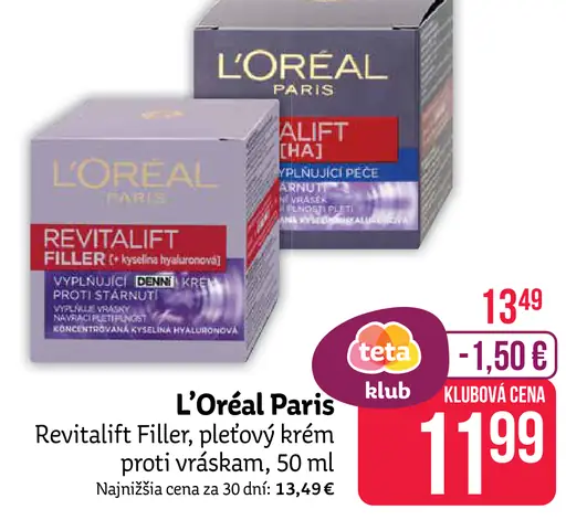 Revitalift Filler, pleťový krém proti vráskám