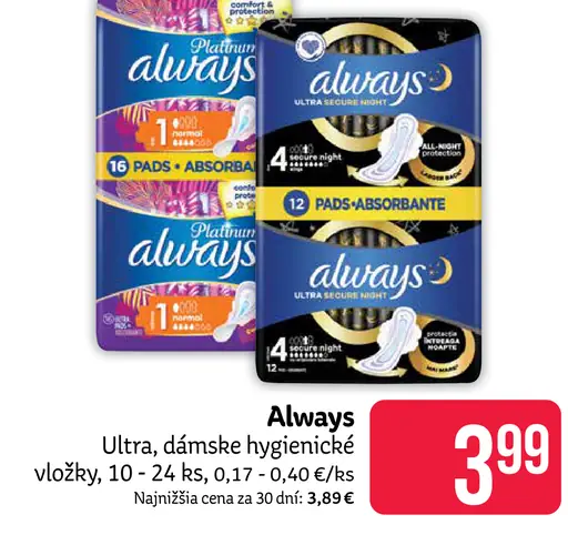 Ultra, dámske hygienické vložky