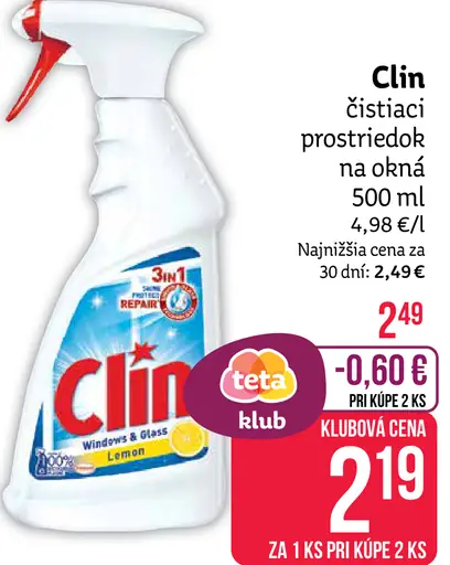 Clin čistiaci prostriedok na okná