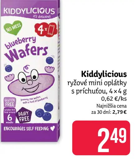 Kiddylicious ryžové mini oplátky s príchuťou