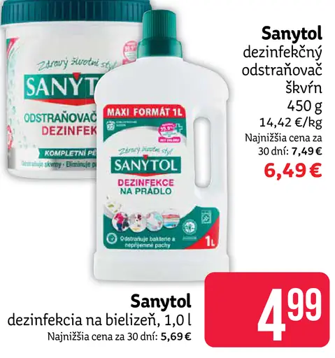 Sanytol dezinfekčný odstraňovač škvŕn