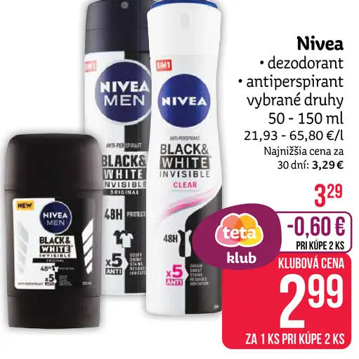 Nivea Men Black & White Invisible dezodorant