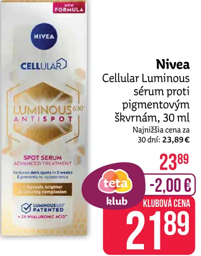 Nivea Cellular Luminous sérum proti pigmentovým škvrnám