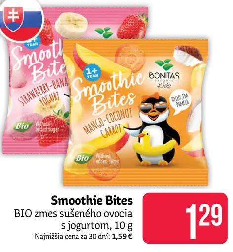 Smoothie Bites BIO zmrazené sušené ovocia s jogurtom