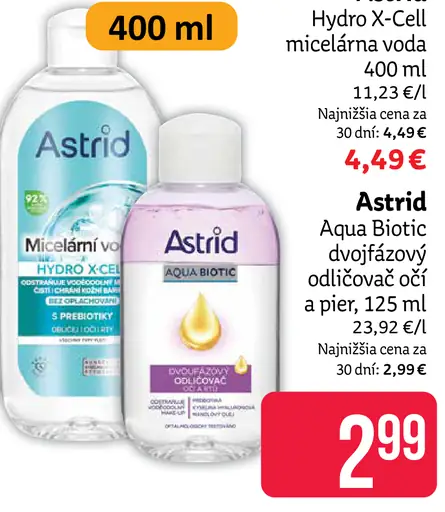 Astrid Hydro X-Cell micelárna voda