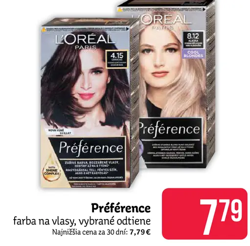 Préférence farba na vlasy vybrané odtiene