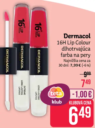 Dermacol 16H Lip Colour dlhotrvajúca farba na pery