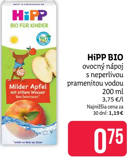 HIPP BIO ovocný nápoj s neperlivou pramenitou vodou