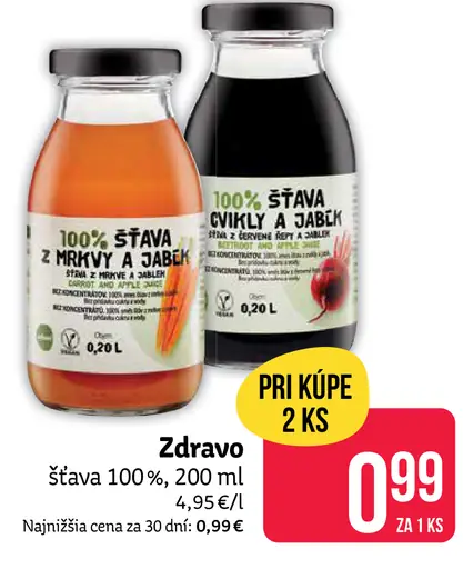 Zdravo 100% šťava z mrkvy a jabĺk