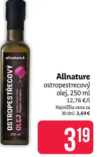 Allnature ostropestrecový olej