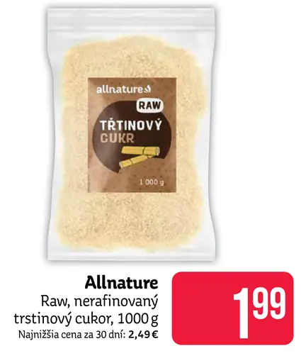 Allnature Raw trstinový cukor
