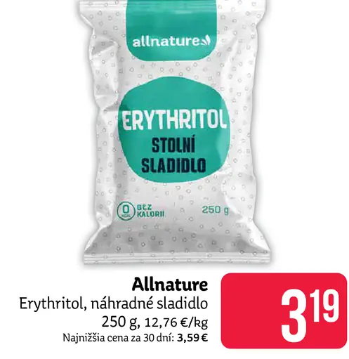 Allnature Erythritol, stolní sladidlo