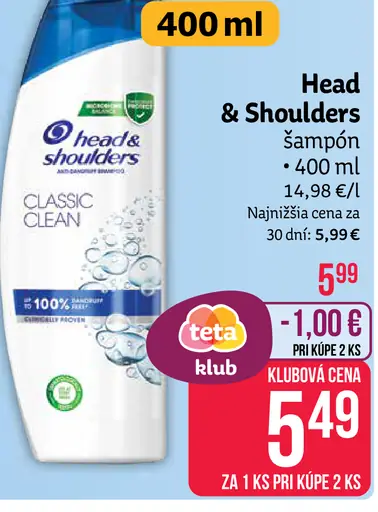 Head & Shoulders šampón Classic Clean
