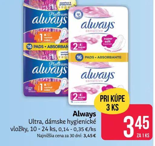 Always Ultra dámske hygienické vložky