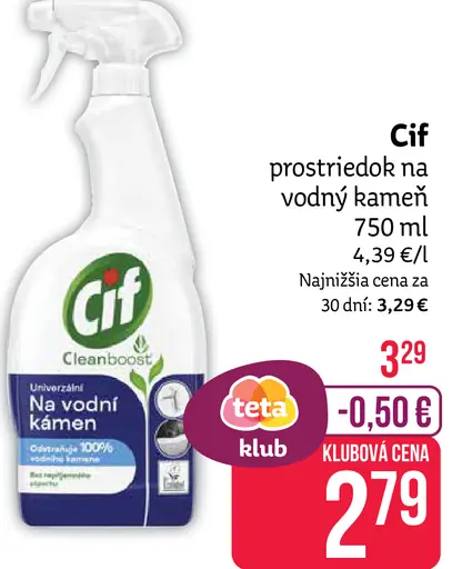 Cif prostriedok na vodný kameň
