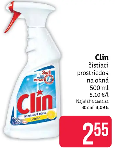 Clin čistiaci prostriedok na okná