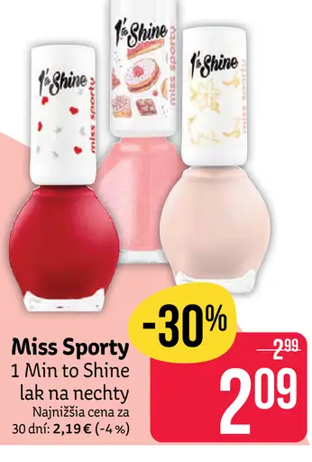 Miss Sporty 1 Min to Shine lak na nechty
