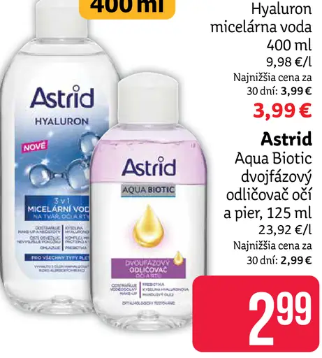 Astrid Hyaluron Micelárna voda