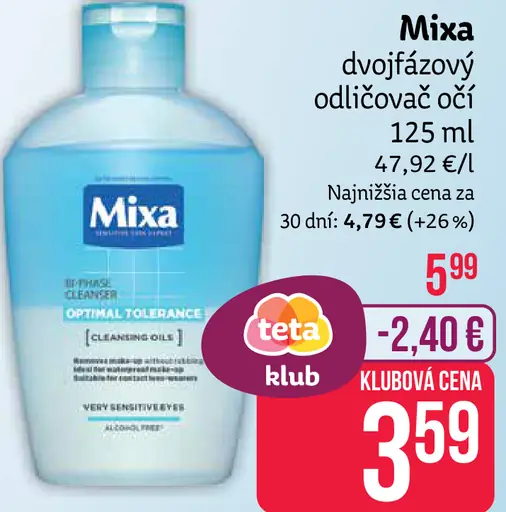 Mixa dvojfázový odličovač očí