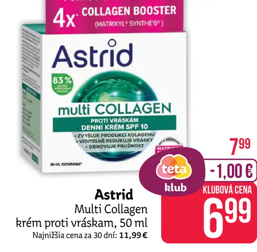 Astrid Multi Collagen krém proti vráskam SPF 30