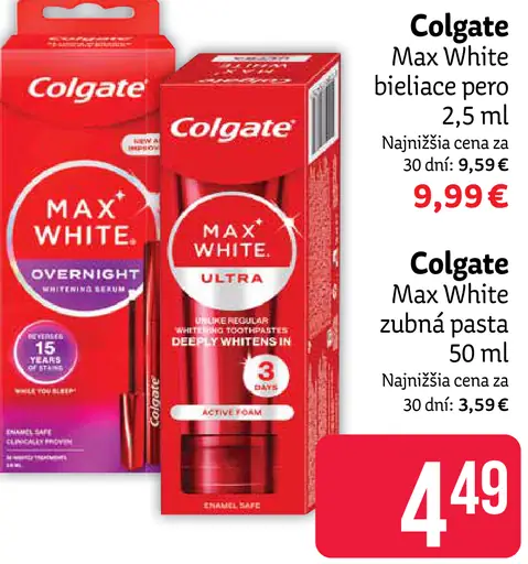 Colgate Max White bieliace pero