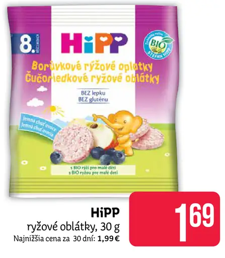 HiPP ryžové oblátky borůvky-cučoriedka