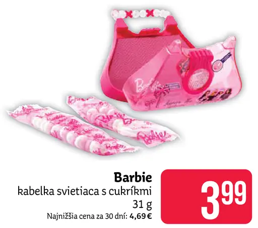 Barbie kabelka svietiaca s cukríkmi