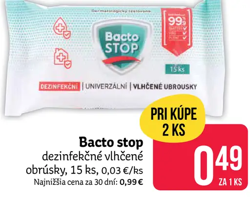 Bacto stop dezinfekčné vlhčené obrúsky