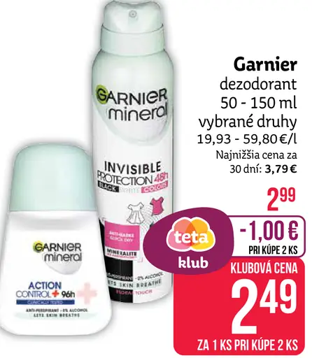Garnier dezodorant vybrané druhy