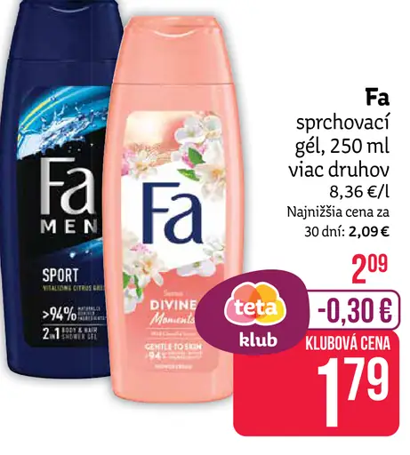 Fa sprchový gél rôzne druhy