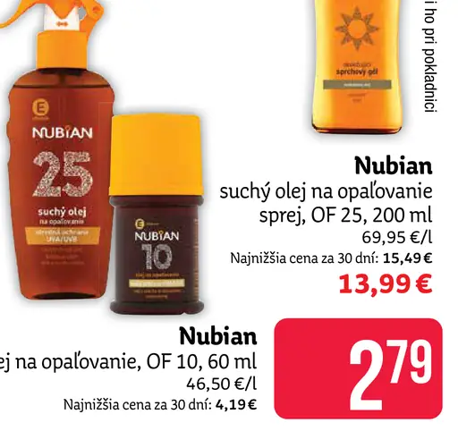 Nubian suchý olej na opaľovanie OF 25