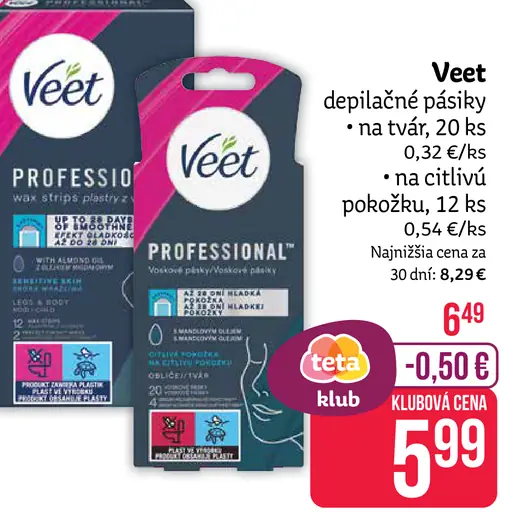 Veet depilačné pásiky na tvár