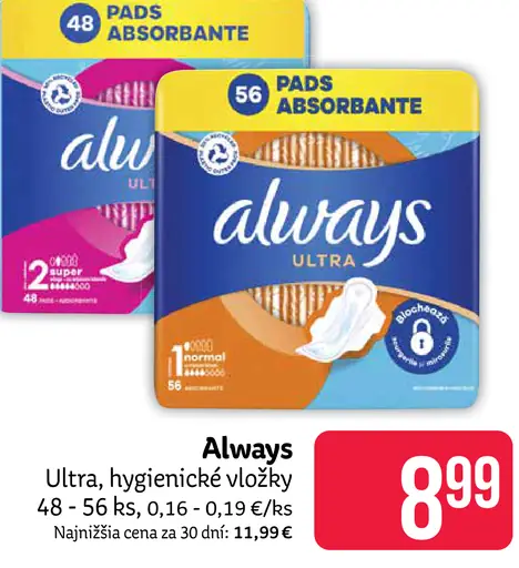 Always Ultra, hygienické vložky