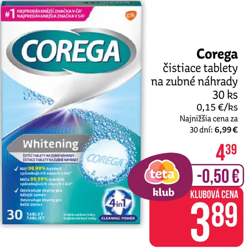 Corega čistiace tablety na zubné náhrady