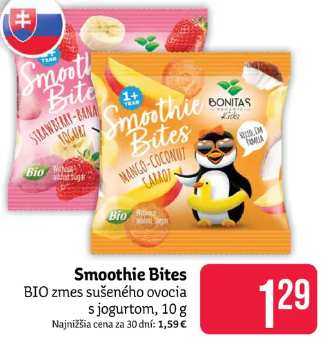 Smoothie Bites BIO zmes sušeného ovocia s jogurtom
