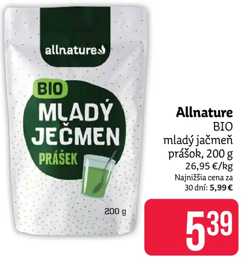 Allnature BIO mladý jačmeň