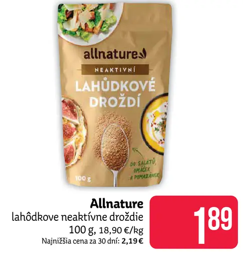Allnature Lahôdkové neaktívne droždie