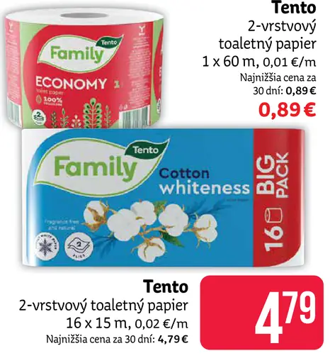 Tento toaletný papier 2-vrstvový