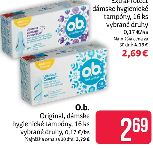 O.b. ExtraProtect Dámske hygienické tampóny