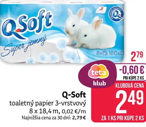 Q-Soft toaletný papier 3-vrstvový