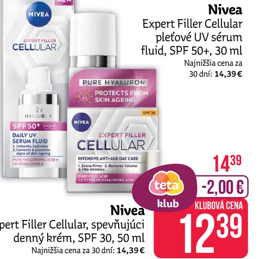 Nivea Expert Filler Cellular pleťový UV sérum fluid, SPF 50